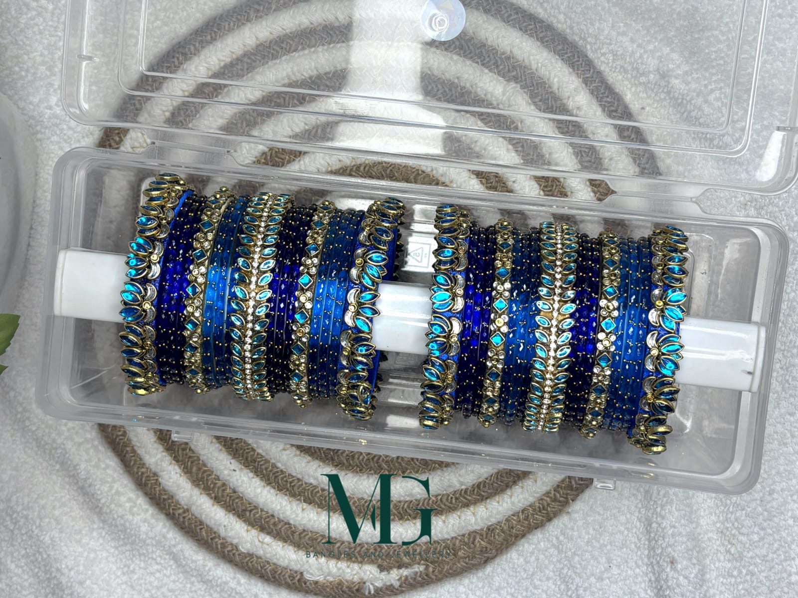 3D Lotus Bangle Combo - Blue