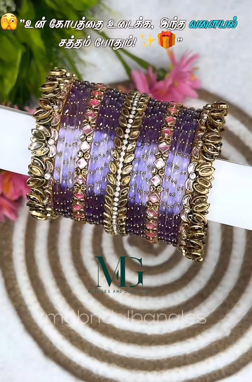 3D Lotus bangles full combo lavender - pink