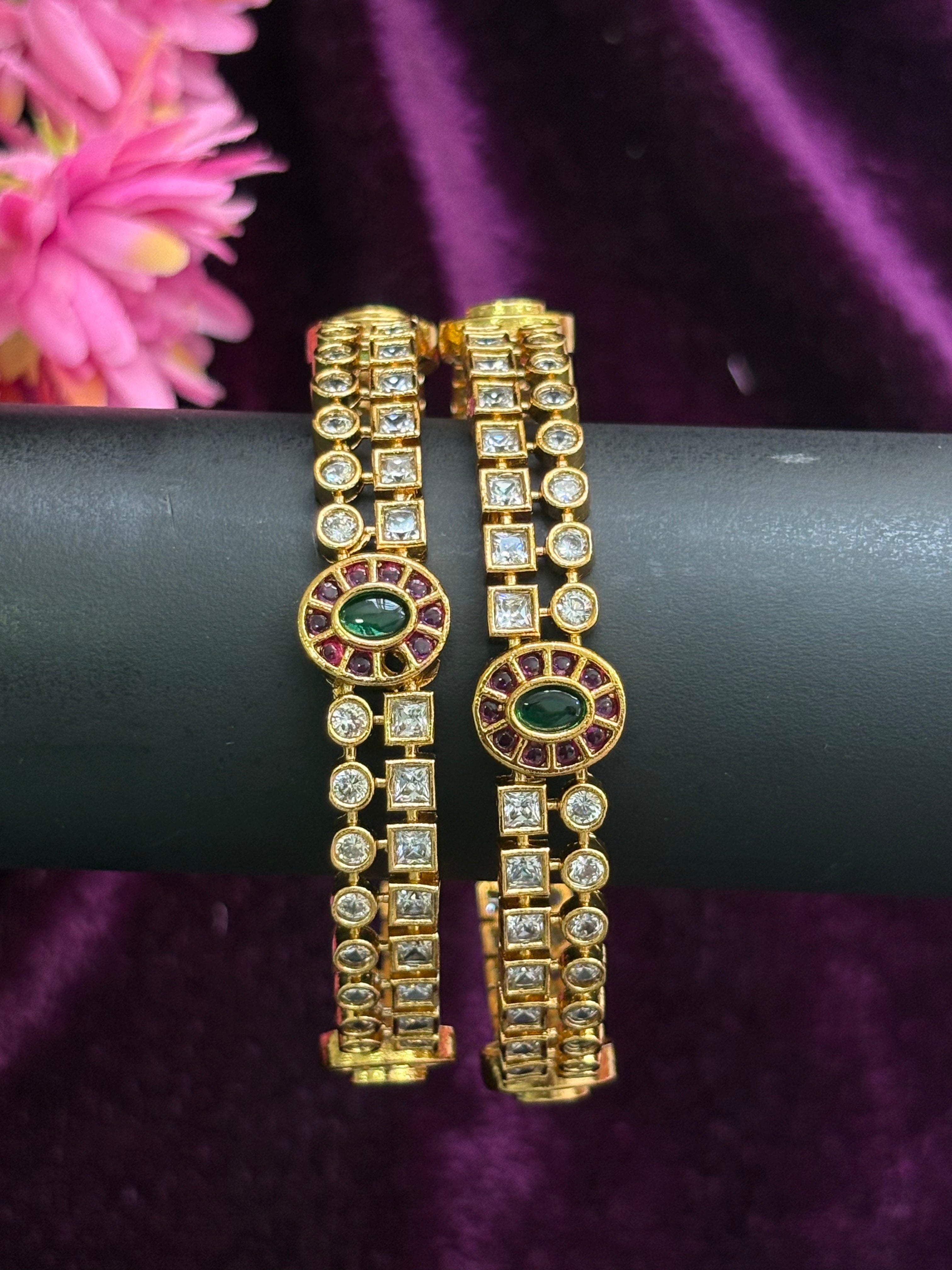 Gold Replica Stone Bangles