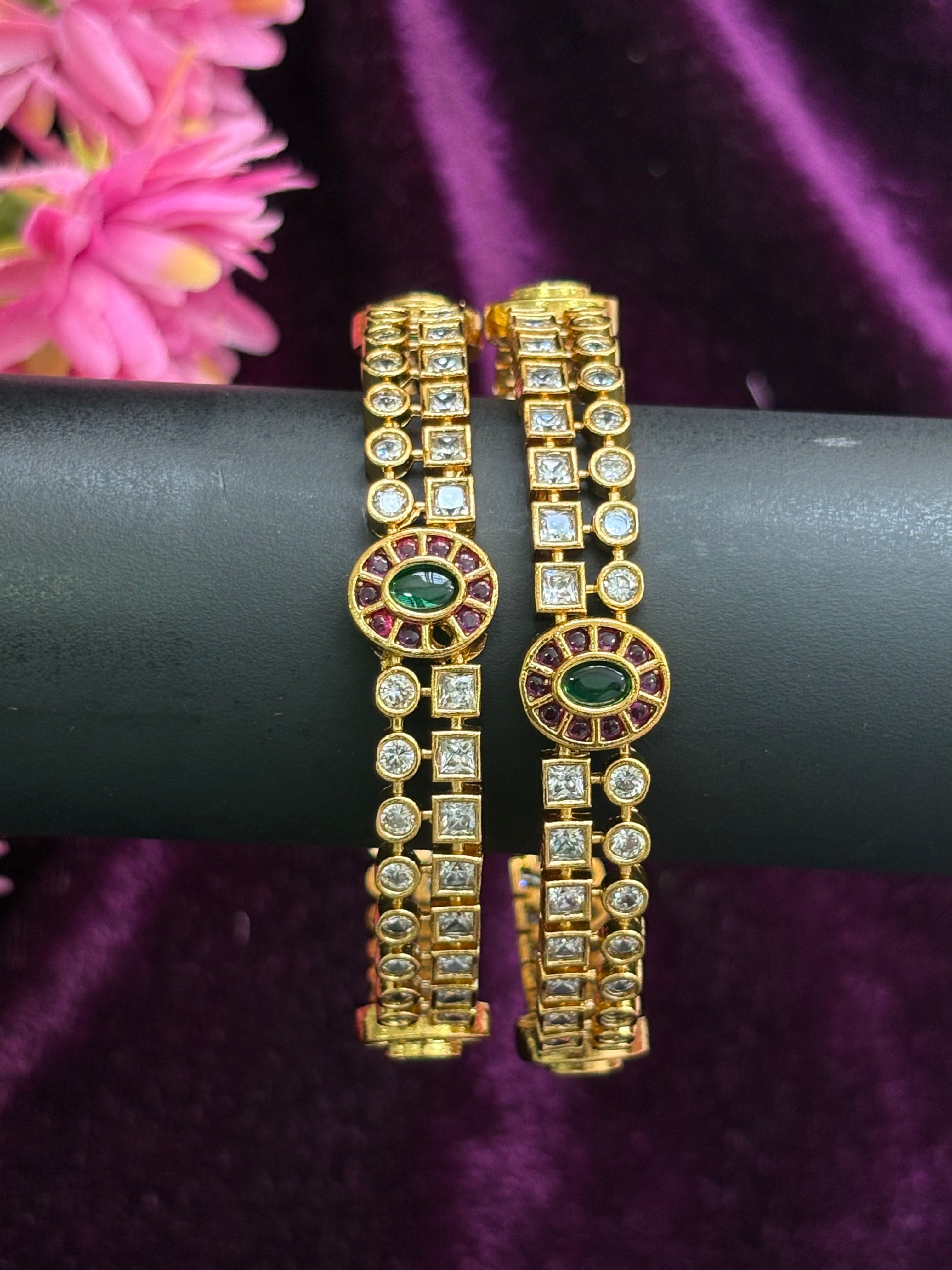 Gold Replica Stone Bangles