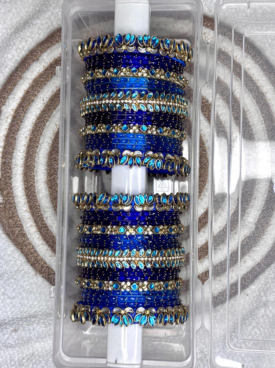 3D Lotus Bangle Combo - Blue