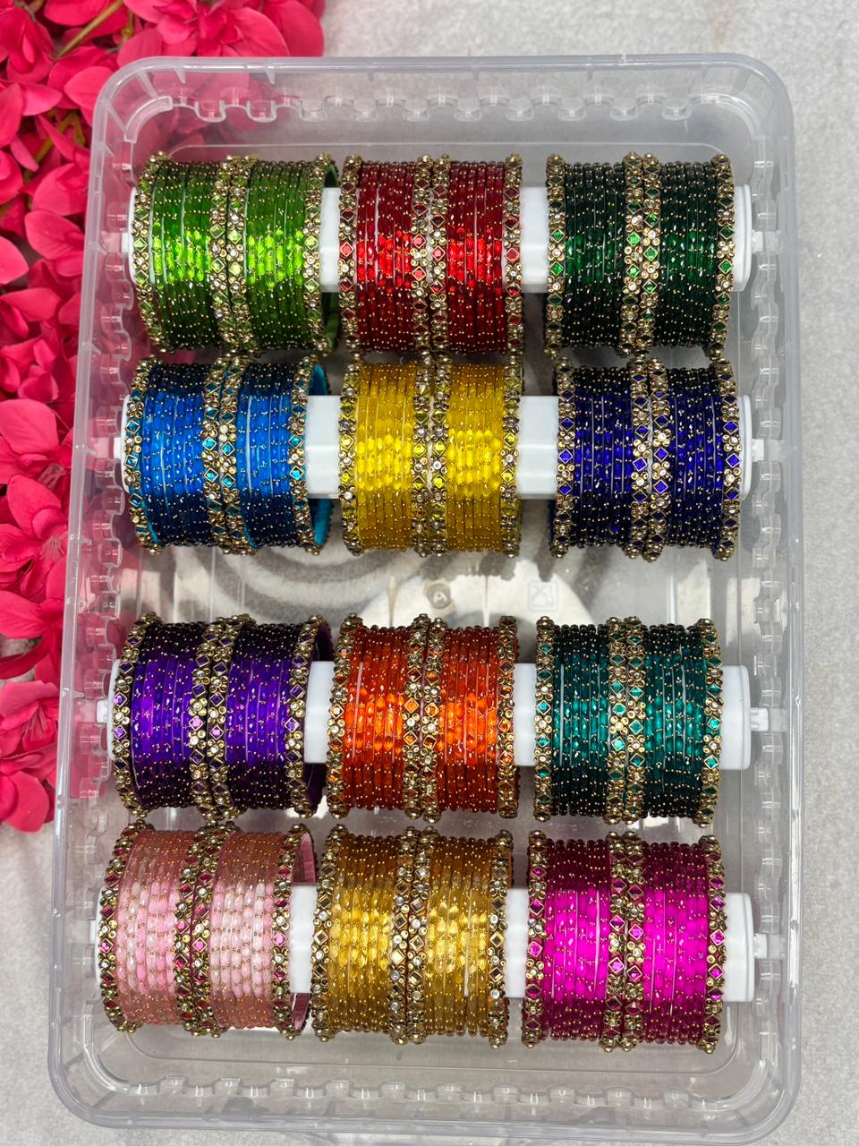 Silk Thread Bangle 12 Colors Combo Box