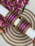 Bridal Combo 5 - Silk Thread bangles and Violet Bangles combo