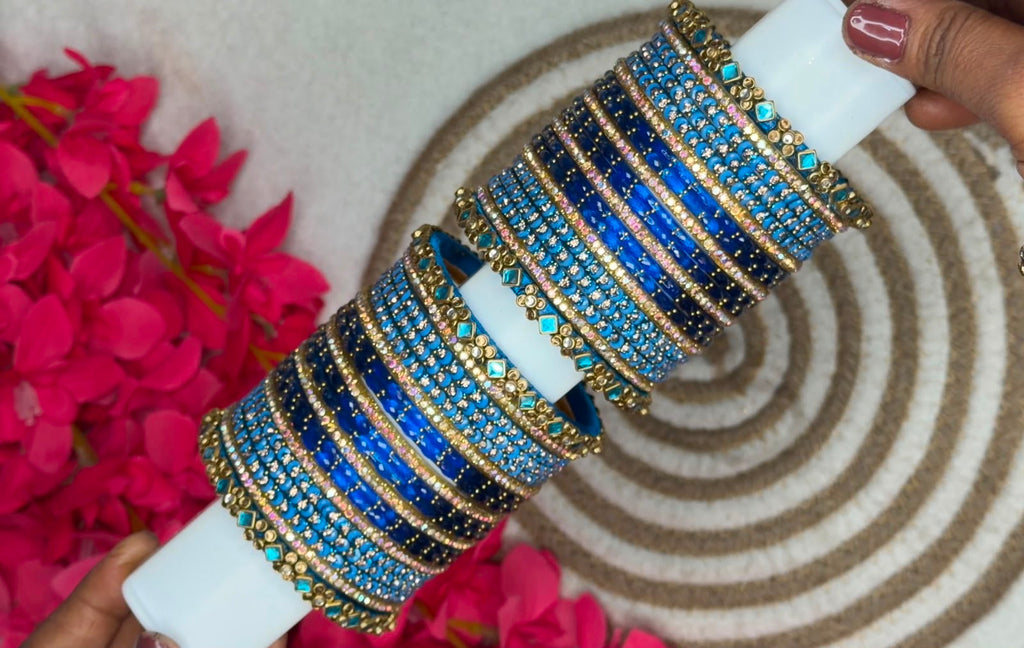 Bridal Combo 3 - Silk Thread bangles and Blue Bangles combo